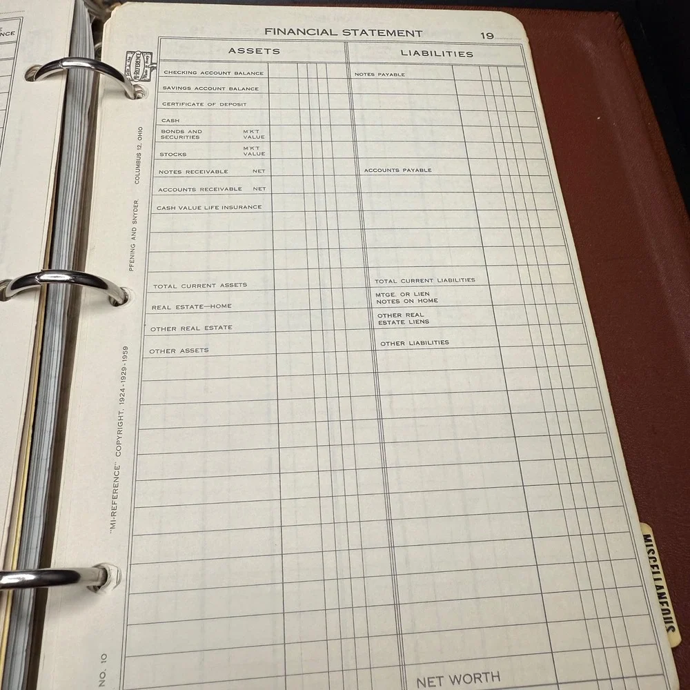 Vintage 1965 Personal Record Book Pfening‎ Snyder Publishers Loose Leaf planner
